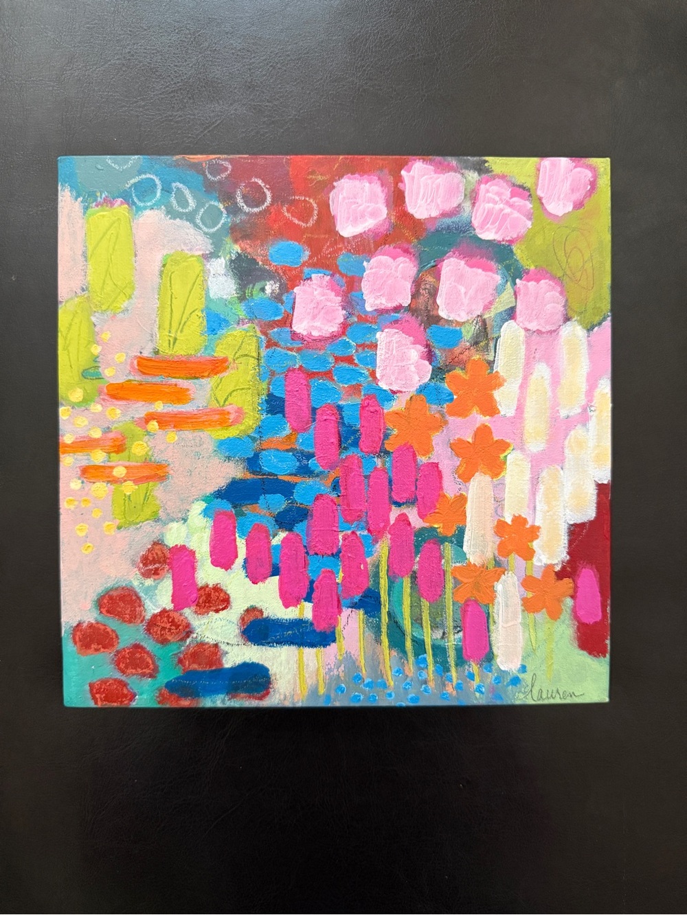Hand painted Abstract Floral Pop Art
Acrylic on Canvas - 8” x 8” x 1”